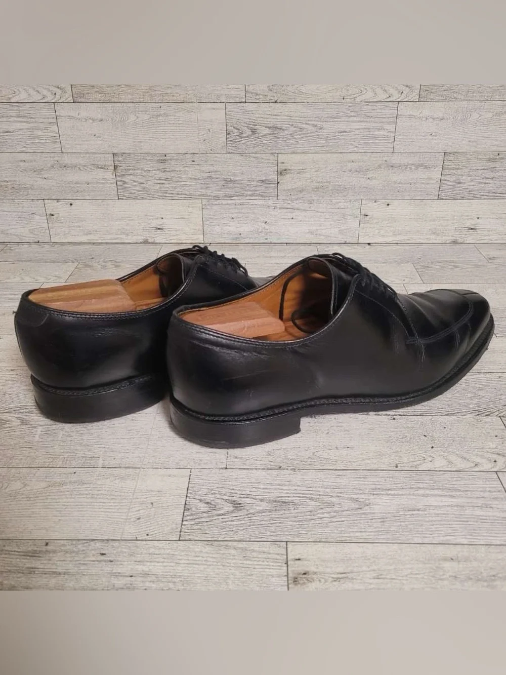 Men’s Allen Edmonds Delray Black Leather Lace Up Split Toe Oxford Shoes Size 9
